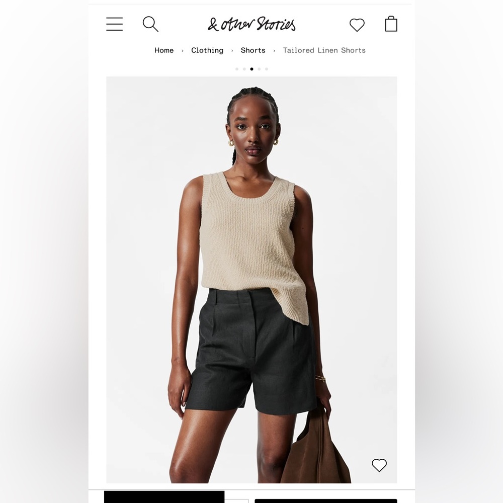 & Other Stories Black Linen Shorts